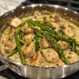Creamy Chicken and Asparagus Skillet – One-Pan, Juicy & Flavor-Packed!
