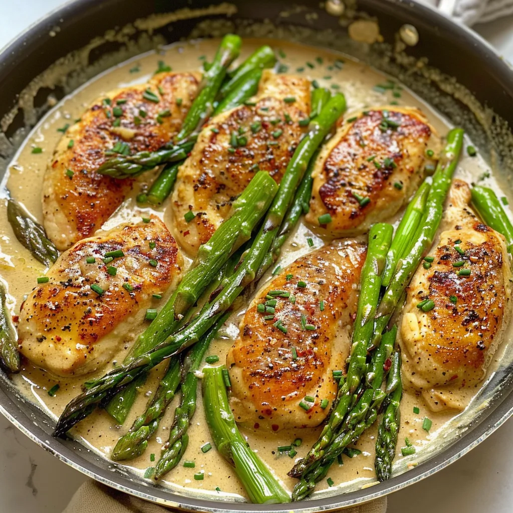 Creamy Garlic Chicken & Asparagus – Juicy, One-Pan & Flavor-Packed!