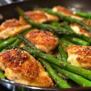 Parmesan Chicken & Asparagus Pan – Cheesy, Juicy & Weeknight Friendly!