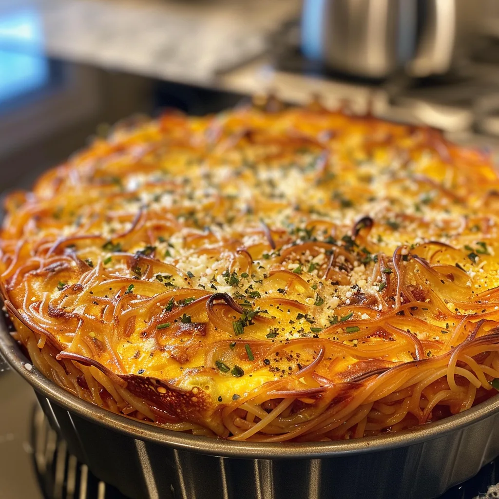 BAKED Spaghetti Frittata – EASY & DUMP & GO