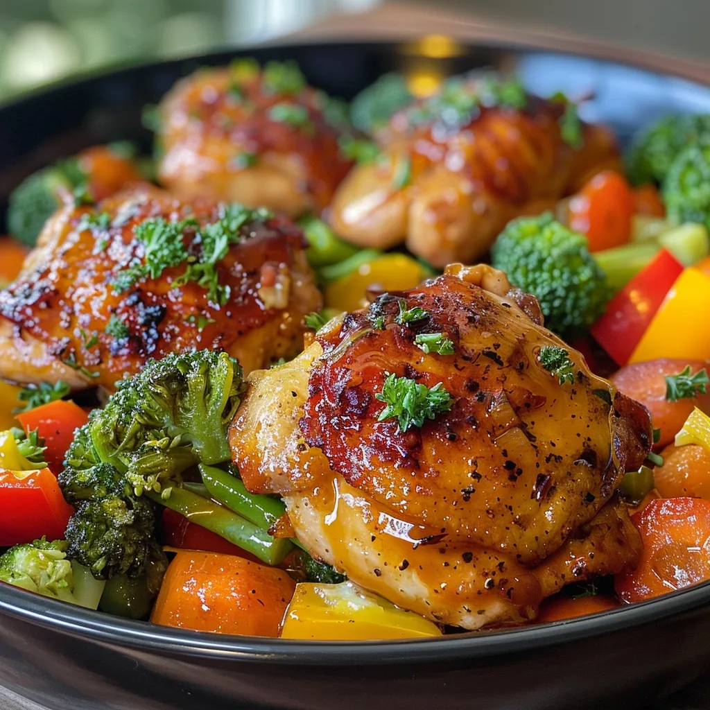 Honey Garlic Chicken Thighs with Vegetables – ONE PAN & EASY