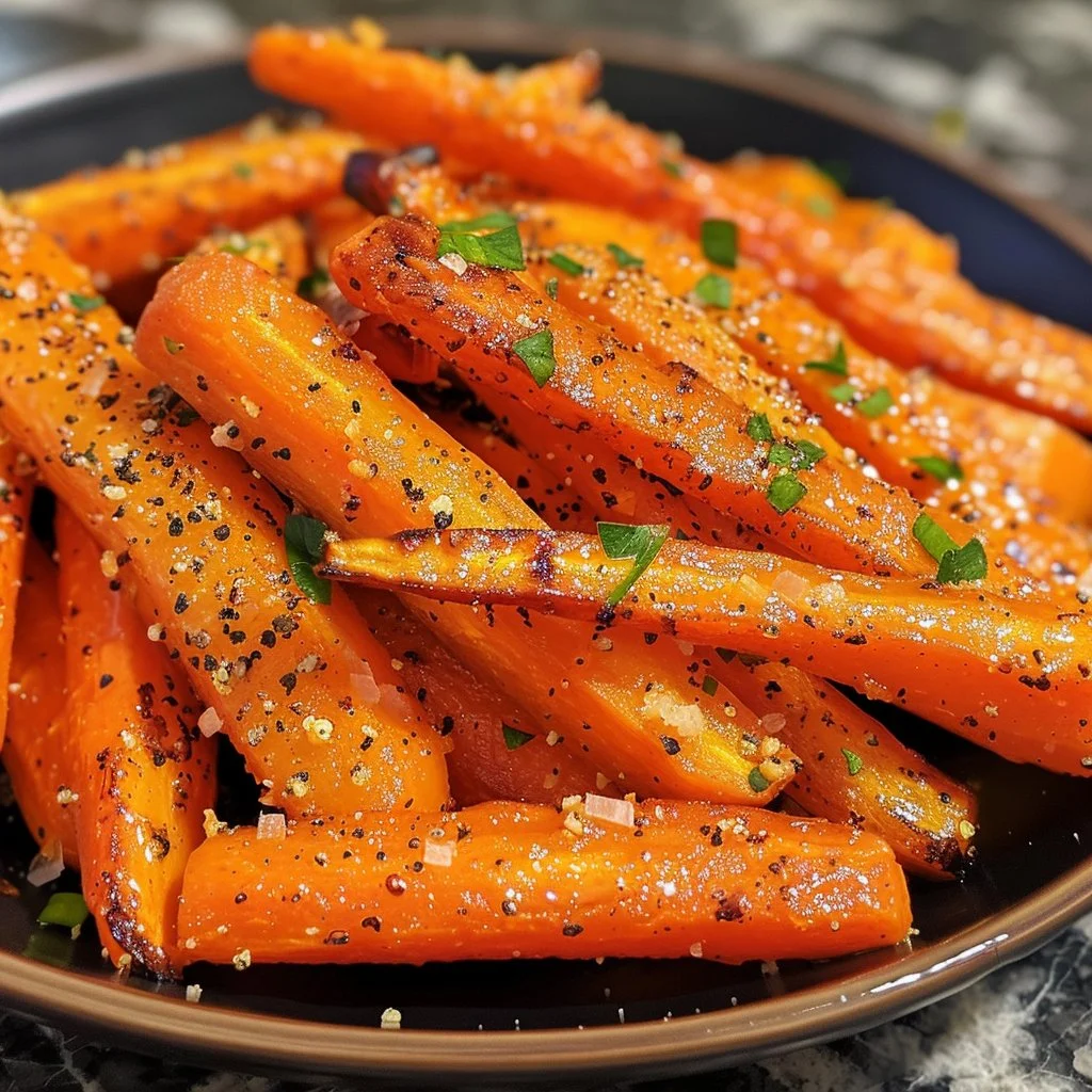 Crispy air fryer carrots served as a colorful and healthy side dish