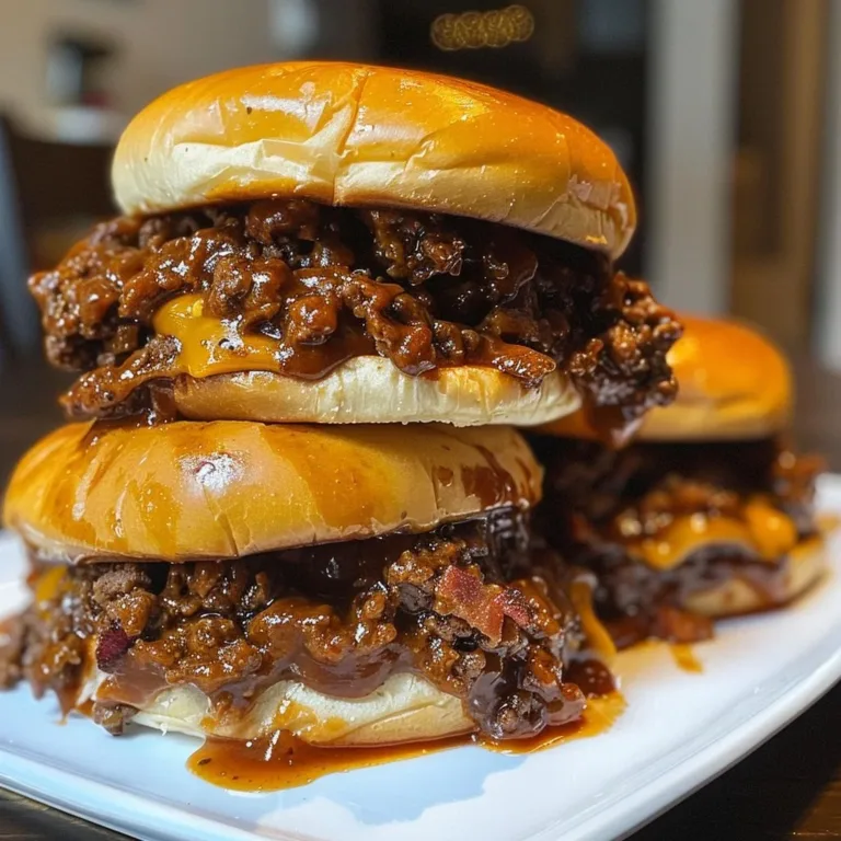 Bacon Sloppy Joes with smoky cheesy filling served on a bun