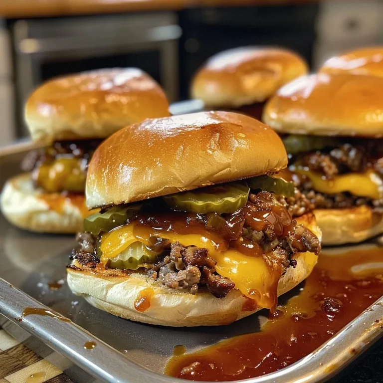 Delicious barbecue cheeseburger sliders served on a platter
