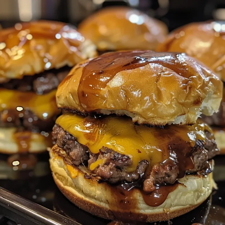 Delicious BBQ cheeseburger sliders served on a platter