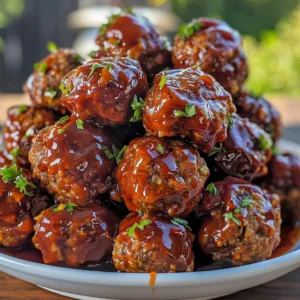 Delicious BBQ meatballs served as a sweet smoky appetizer at a party