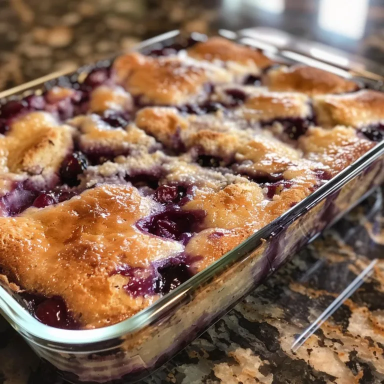 Delicious blueberry dump cake served as a cozy dessert