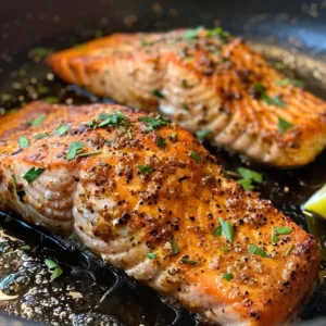 Cajun salmon fillet seasoned and pan-seared to perfection