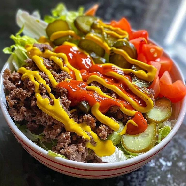 Delicious cheeseburger bowl with fresh ingredients and melted cheese