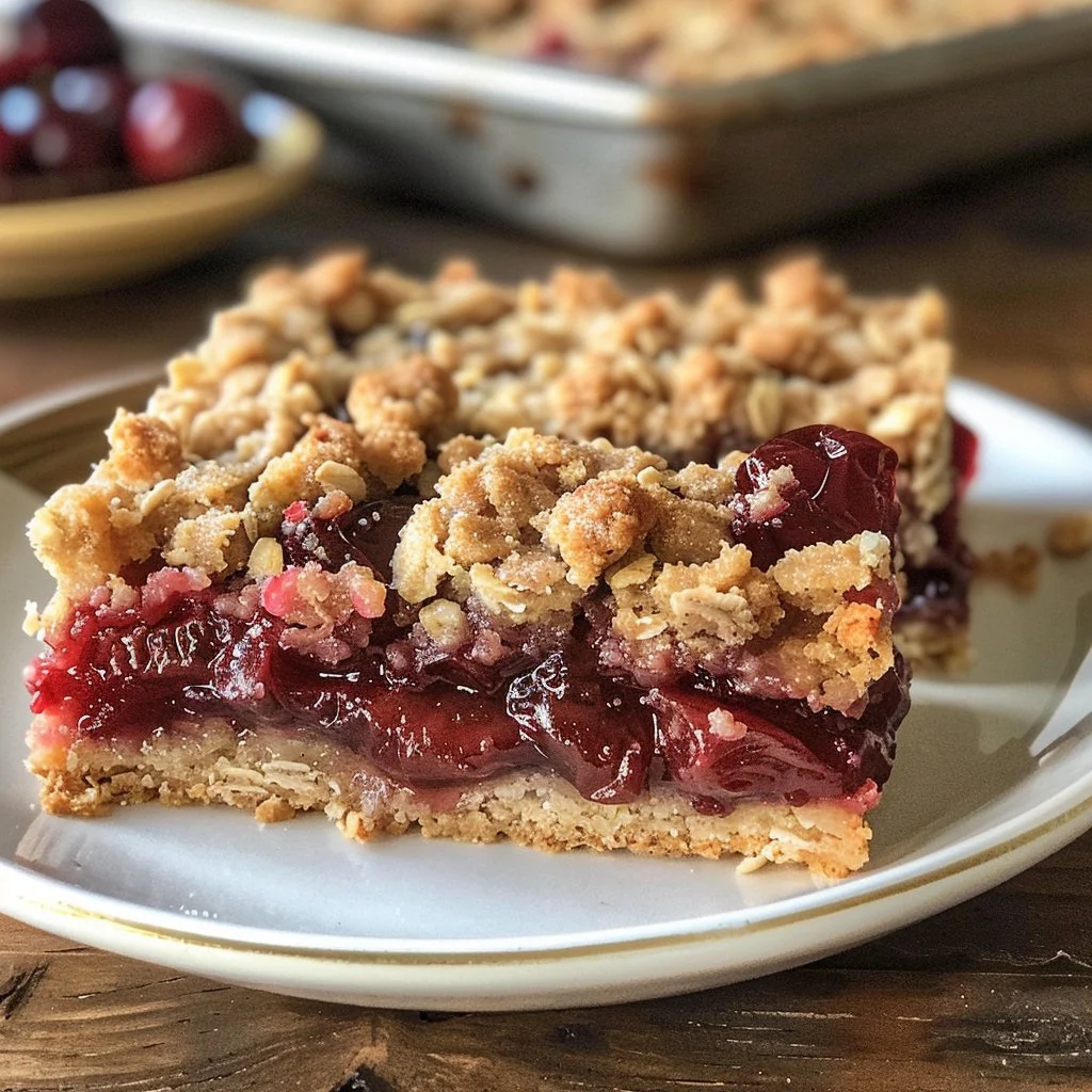 Homemade Cherry Streusel Bars with a crumbly topping and cherry filling