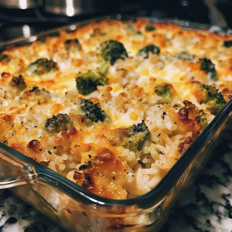 Delicious Chicken Broccoli Rice Bake served in a casserole dish