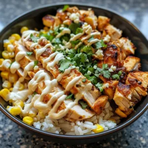 Delicious Chipotle Street Corn Chicken Bowl with creamy and smoky flavors