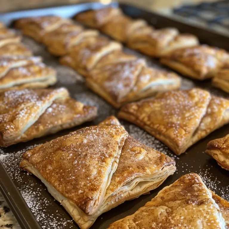 Delicious cinnamon sugar puff turnovers on a plate.