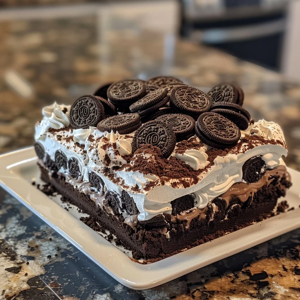 Classic Oreo Dirt Cake with chocolate and cream in a dessert bowl