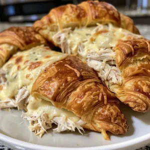 Creamy Crack Chicken Croissants baked with cheese - delicious comfort food