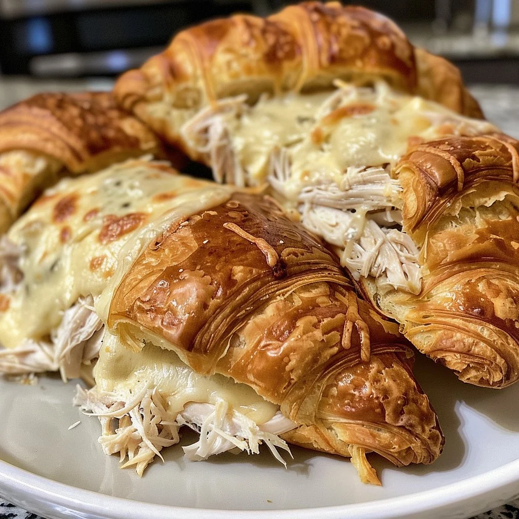 Creamy Crack Chicken Croissants baked with cheese - delicious comfort food