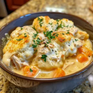 Creamy chicken and dumplings bowl with tender dumplings and herbs