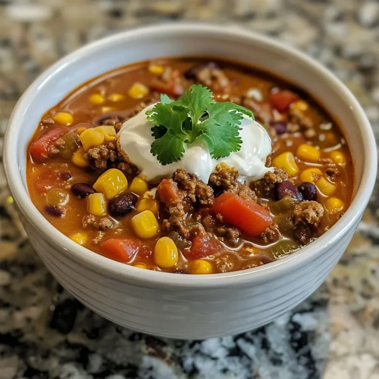 Creamy taco soup served in a bowl with toppings like cheese and cilantro