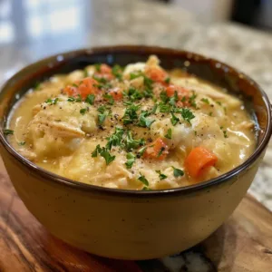 Crockpot chicken and dumplings served in a bowl, perfect comfort food for cozy evenings.