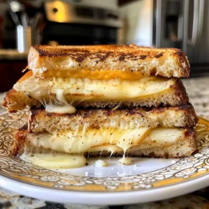 Delicious double cheese grilled sandwich with melted cheese and toasted bread.