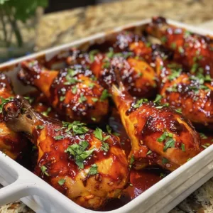 Honey BBQ Drumsticks - sticky sweet baked chicken served on a plate