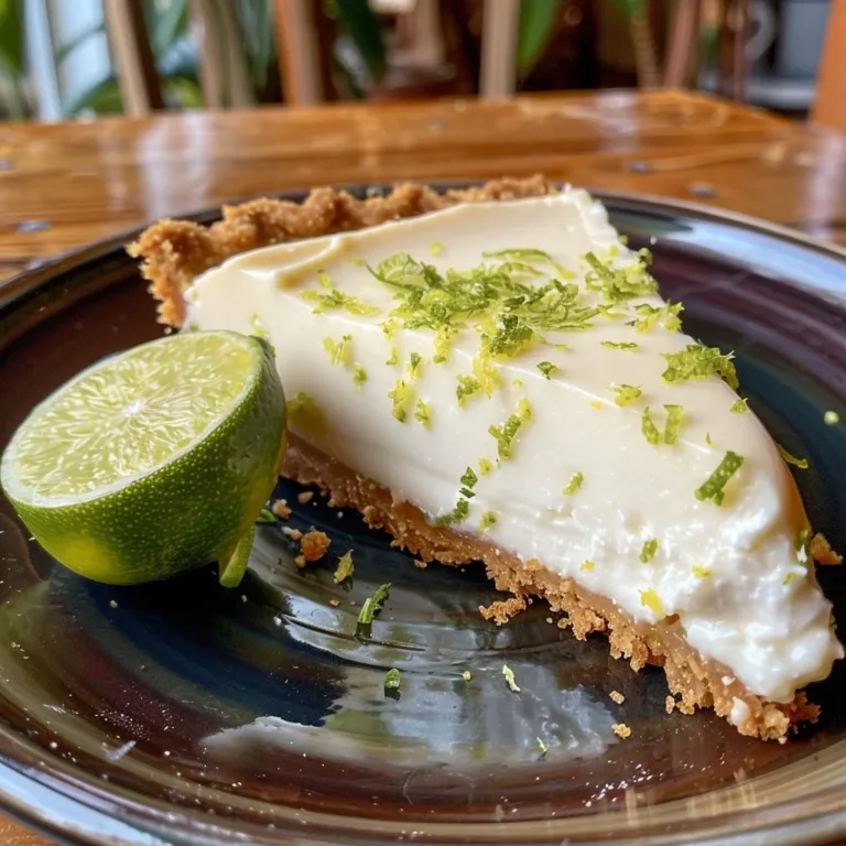 Delicious key lime pie with fresh lime zest and a graham cracker crust