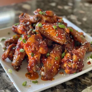 Delicious Korean Gochujang Wings garnished with sesame seeds