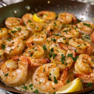 Lemon garlic shrimp skillet dinner, quick and easy recipe in 10 minutes