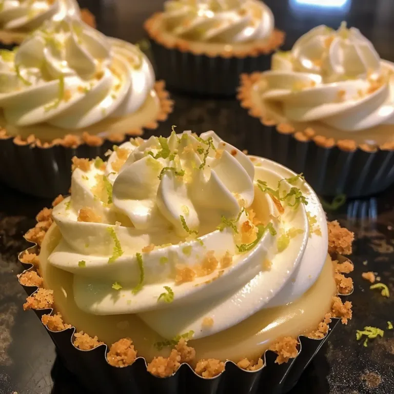 Delicious mini key lime tarts with a creamy lime filling and graham cracker crust.