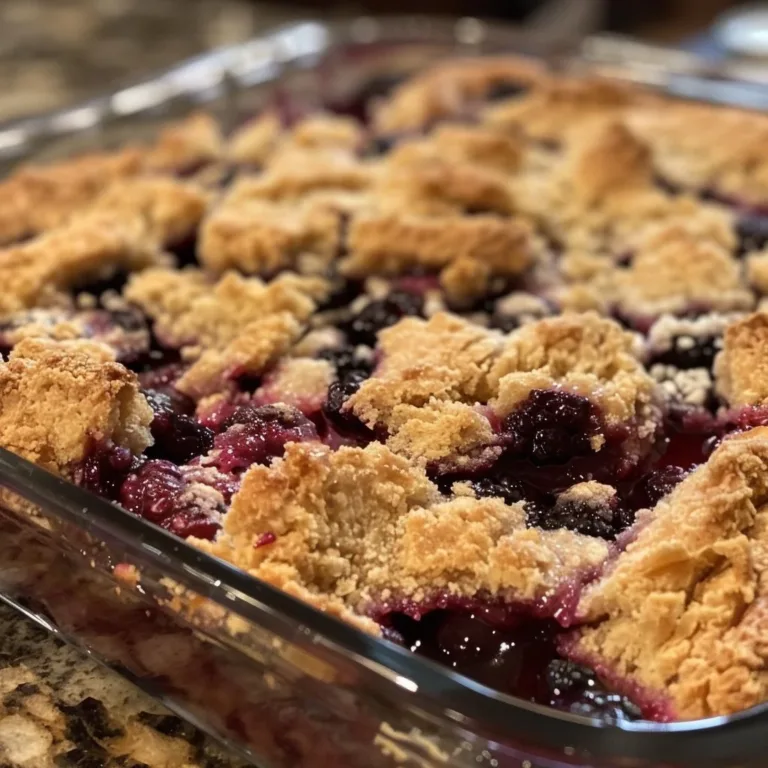 Delicious mixed berry cobbler fresh out of the oven with a golden crust.