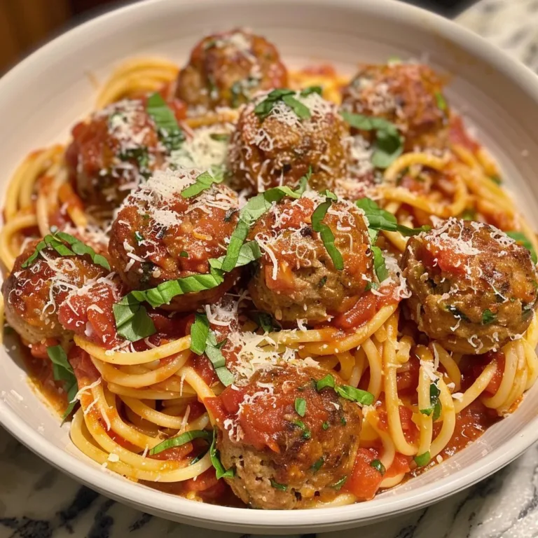 Delicious plate of spaghetti and meatballs garnished with parsley and parmesan cheese.
