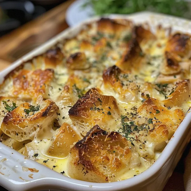 Delicious Spring Chicken and Bread Gratin dish served in a rustic setting