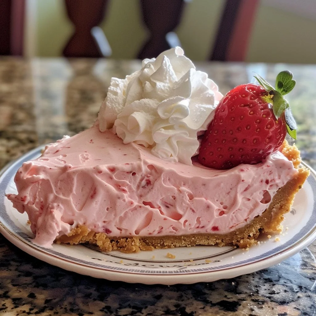 No bake Strawberry Kool Aid Pie dessert with a vibrant pink filling