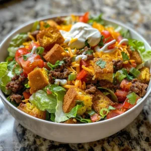Delicious Taco Cornbread Salad served with fresh ingredients