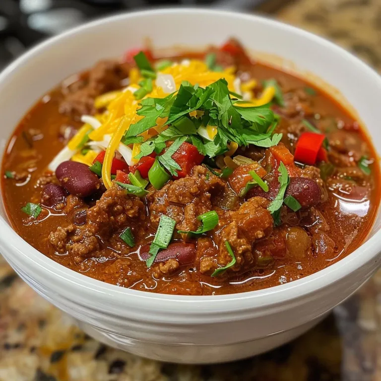A bowl of Texas Chili Con Carne topped with fresh cilantro and served with cornbread.