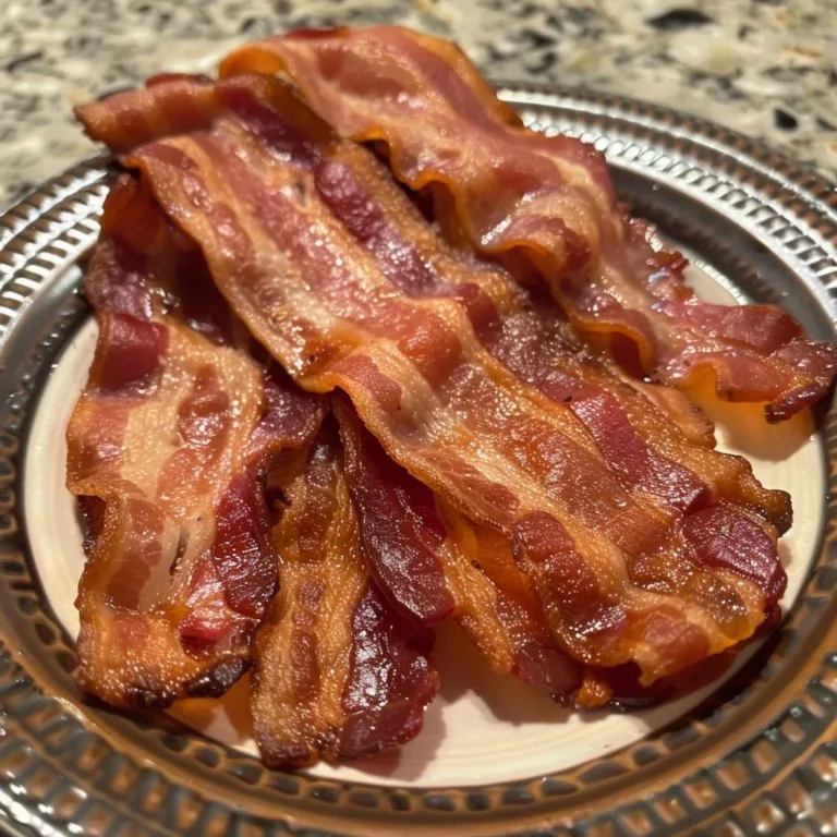 Thick cut oven bacon cooked to perfection, crispy and delicious.