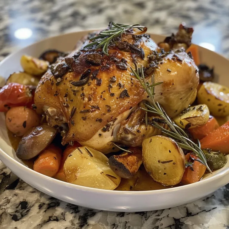 Delicious Tuscan Roast Chicken with seasonal vegetables on a platter