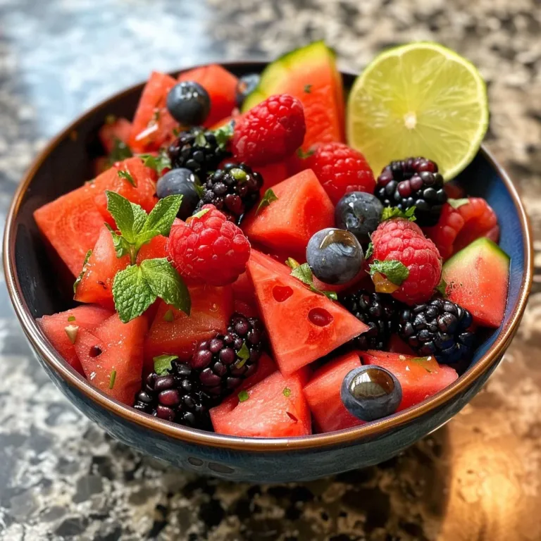 Watermelon Lime Salad with fresh ingredients in a bowl