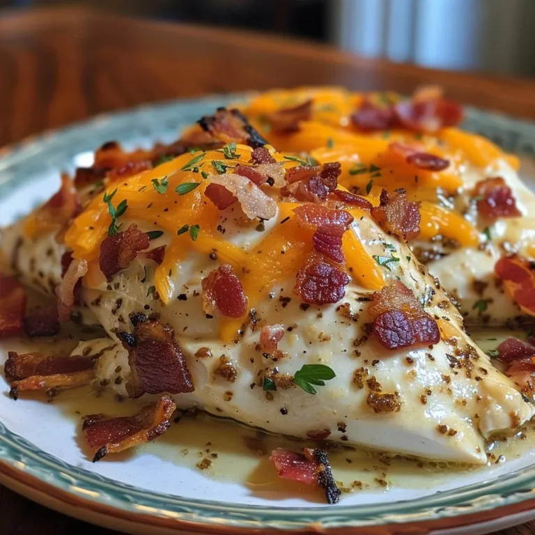 Delicious Bacon Cheddar Crack Chicken served on a plate with toppings