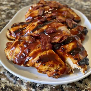 BBQ Bacon Chicken grilled to perfection with crispy bacon and smoky BBQ sauce