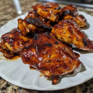 Brown Sugar BBQ Chicken served on a platter with fresh herbs and side dishes