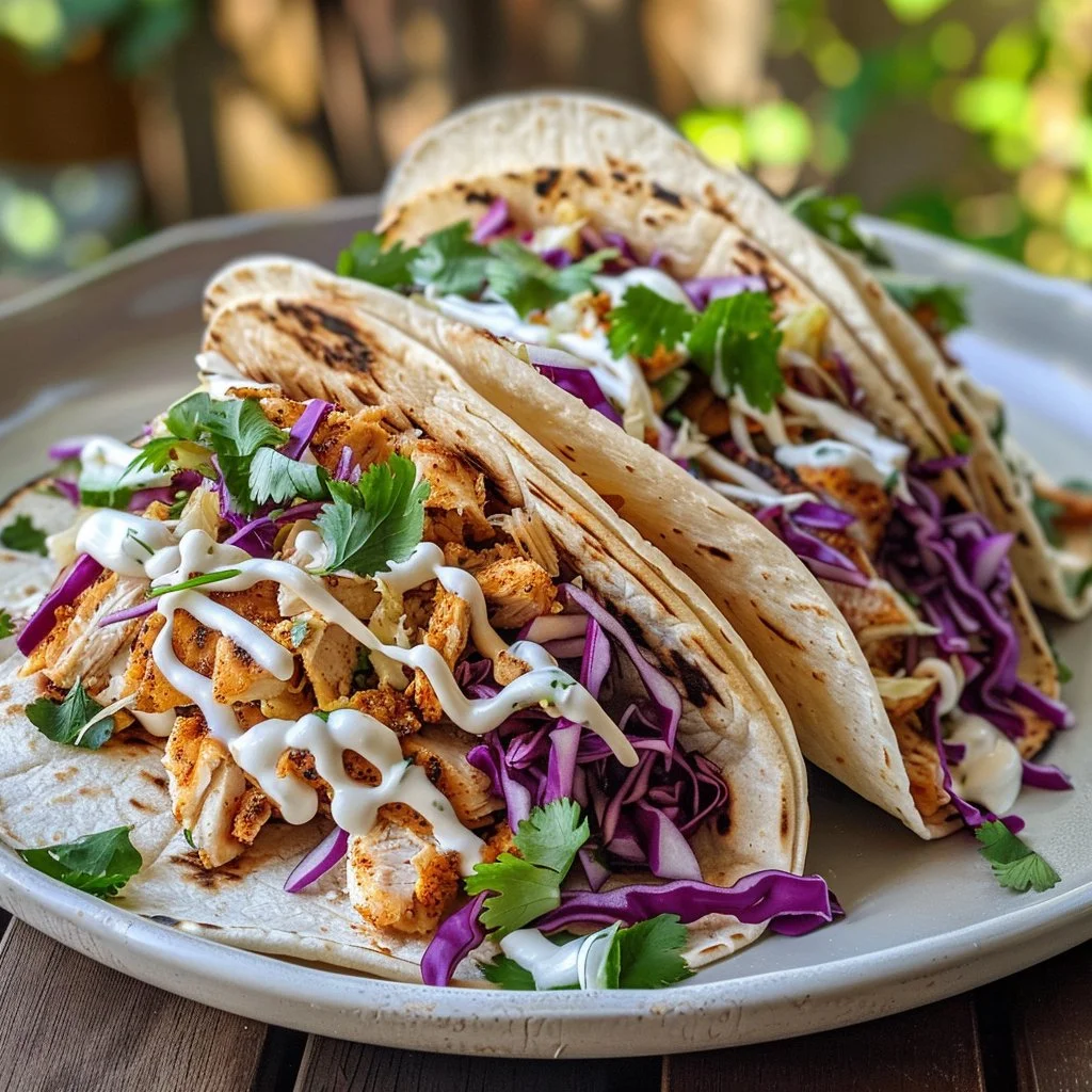 Cabbage-Loaded Crispy Chicken Tacos