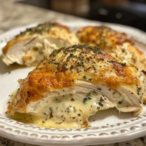 Delicious Classic Ranch Cream Cheese Crack Chicken dish garnished with herbs.