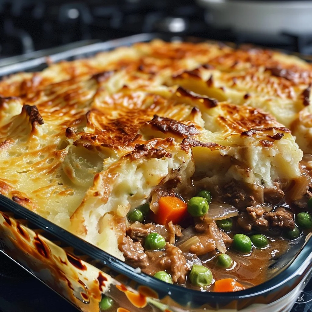 Delicious Cottage Pie with a golden crust and savory filling