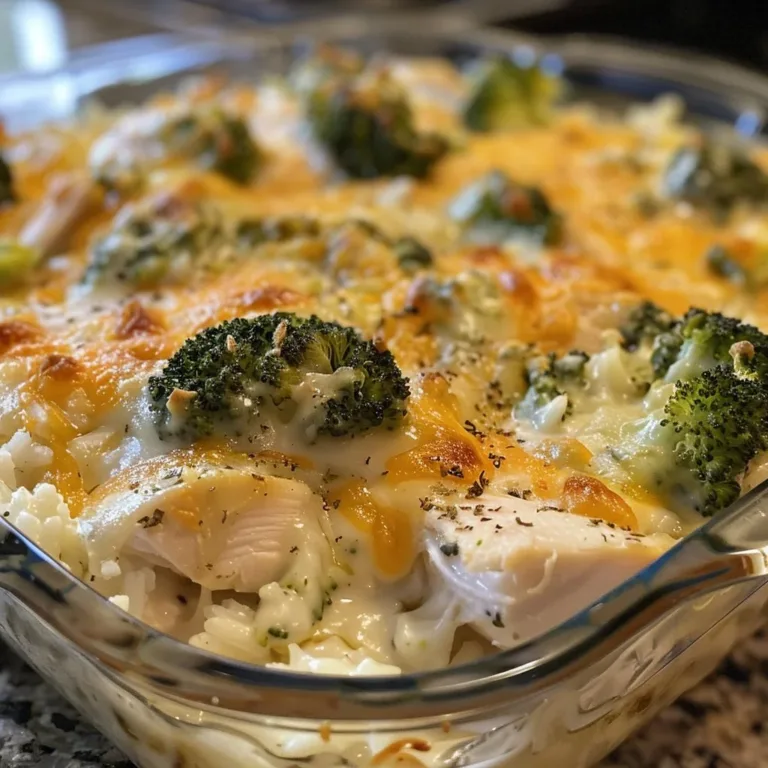 Creamy Ranch Chicken and Broccoli Casserole in a baking dish