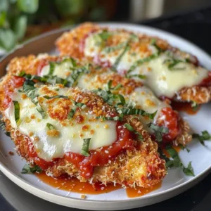 Crispy Air-Fryer Parmesan Chicken served on a plate with herbs