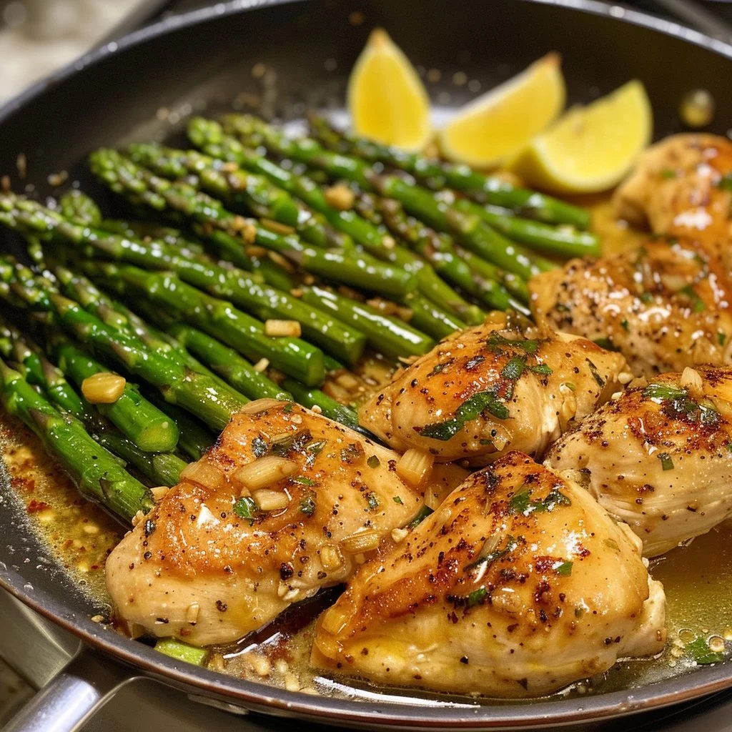 Garlic Butter Chicken with Asparagus Recipe