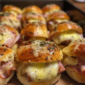 Delicious Ham and Provolone Sliders served on a platter
