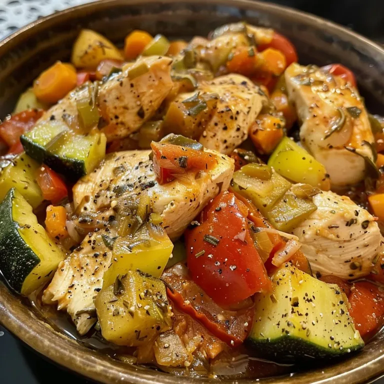 Italian chicken with colorful vegetables in a delicious sauce