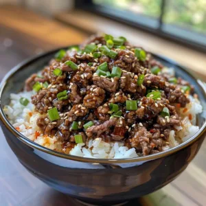 Korean beef bowl with tender beef and colorful vegetables